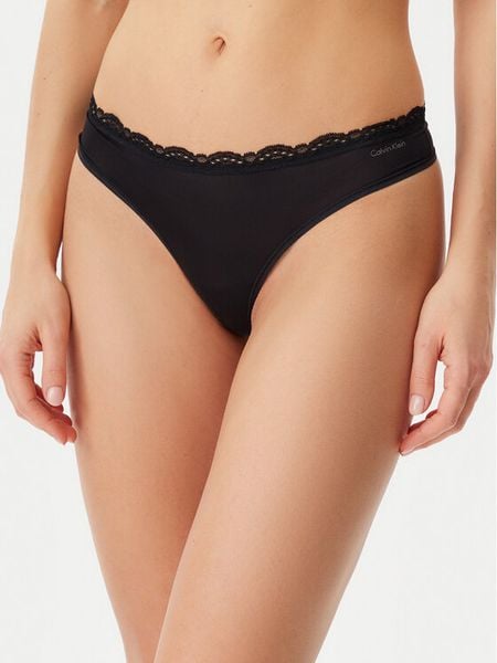 Calvin Klein Underwear Stringi LV00QD5270 Czarny. Czarne stringi Calvin Klein Underwear, bez wzorów, z syntetyku. Za 49,99 zł.