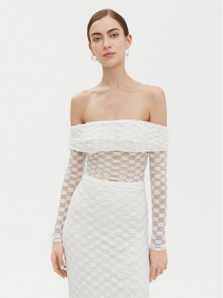 Bardot Bluzka 59742TB Biały Regular Fit. Białe bluzki Bardot, bez wzorów, z bawełny, bez kołnierzyka, bez ramiączek. Za 219,99 zł.
