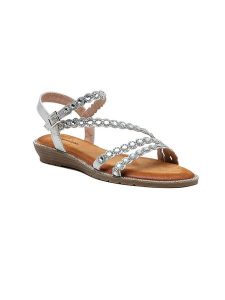 Foreverfolie Sandały w kolorze srebrnym rozmiar: 40. Szare sandały Foreverfolie, bez wzorów, z otwartym noskiem, bez obcasa, bez zapięcia. Za 77,35 zł.