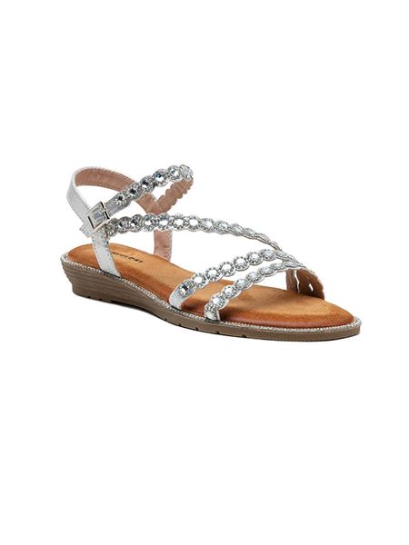 Foreverfolie Sandały w kolorze srebrnym rozmiar: 40. Szare sandały Foreverfolie, bez wzorów, z otwartym noskiem, bez obcasa, bez zapięcia. Za 52,05 zł.