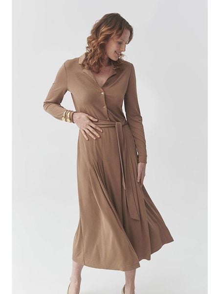 TATUUM Sukienka "Sandy" w kolorze jasnobrązowym rozmiar: L. Brązowe sukienki Tatuum, na co dzień, l, bez wzorów, bez kołnierzyka, bez ramiączek, maxi, proste. Za 226,77 zł.