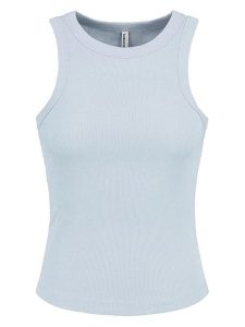 Sublevel Top w kolorze błękitnym rozmiar: S. Niebieskie topy Sublevel, s, bez wzorów, prążkowane, bez kołnierzyka, bez ramiączek. Za 39,99 zł.