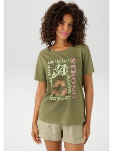 Aniston Koszulka w kolorze khaki rozmiar: 40. Brązowe bluzki Aniston, bez wzorów, z bawełny, bez kołnierzyka, bez ramiączek. Za 41,95 zł.