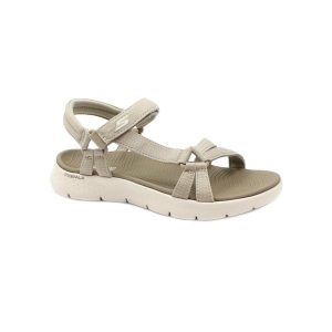 Sandały Skechers Model Go Walk Flex Sandal Kolor Jasnobrązowy. Brązowe sandały Skechers, bez wzorów, z tkaniny, bez obcasa, bez zapięcia. Za 249,99 zł.