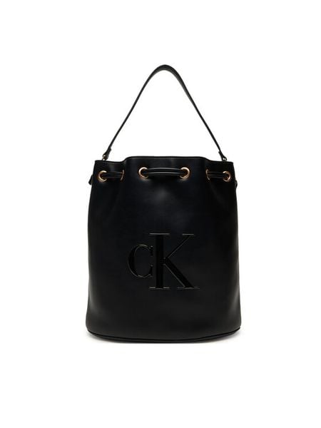 Calvin Klein Torebka Bold Ck Large Bucket Bag LV04F3232G Czarny. Czarne torebki klasyczne Calvin Klein, bez wzorów, ze skóry, bez dodatków. Za 419,99 zł.