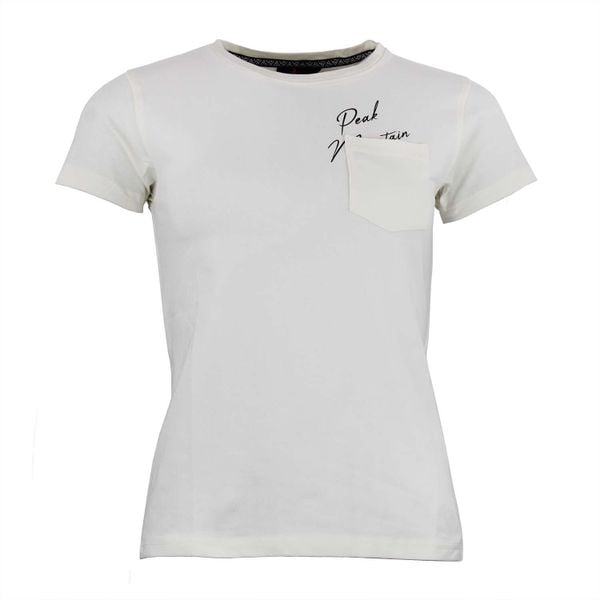 Koszulka damska Peak Mountain Ajojo. Białe bluzki Peak Mountain, bez wzorów, casualowe, bez kołnierzyka, bez ramiączek. W wyprzedaży za 127,00 zł.