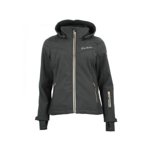 Kurtka damska Peak Mountain Softshell Amaleoff. Czarne kurtki Peak Mountain, bez wzorów, z softshellu. W wyprzedaży za 289,70 zł.