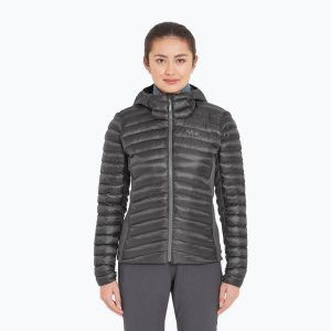 Kurtka puchowa damska Rab Cirrus Flex Hoody. Czarne kurtki RAB, bez wzorów, z puchu, bez kaptura. Za 521,80 zł.