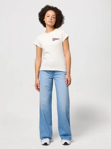 Wrangler Dżinsy "World Wide" - Wide leg - w kolorze błękitnym rozmiar: W32/L32. Niebieskie jeansy Wrangler, z aplikacjami, z podwyższonym stanem. Za 157,35 zł.