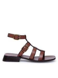 Gino Rossi Sandały LERICI-112790 Brązowy. Brązowe sandały Gino Rossi, bez wzorów, ze skóry, bez obcasa, na płaskiej podeszwie, bez zapięcia. Za 269,99 zł.