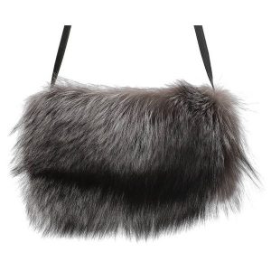 Czarna Elegancka Mufka Luka- Pelli Rękaw Na Dłonie Z Naturalnym Futrem Z Lisa. Czarne torebki klasyczne Luka-Pelli, bez wzorów, na ramię, bez dodatków. Za 399,00 zł.