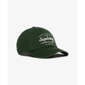 Damska czapka z daszkiem Superdry Vintage Club. Zielone czapki Superdry, bez wzorów, klasyczne. Za 131,35 zł.