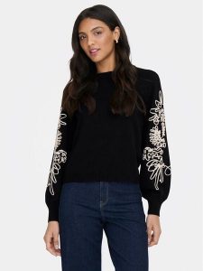 ONLY Sweter Magnolia 15367757 Czarny Regular Fit. Czarne swetry klasyczne ONLY, s, z syntetyku, bez kołnierzyka. Za 209,99 zł.