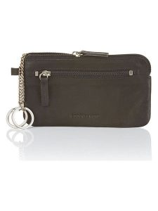 Bodenschatz Skórzany portfel w kolorze szarobrązowym - 14,5 x 8 x 1 cm rozmiar: onesize. Szare portfele Bodenschatz, bez wzorów, z materiału. Za 56,66 zł.