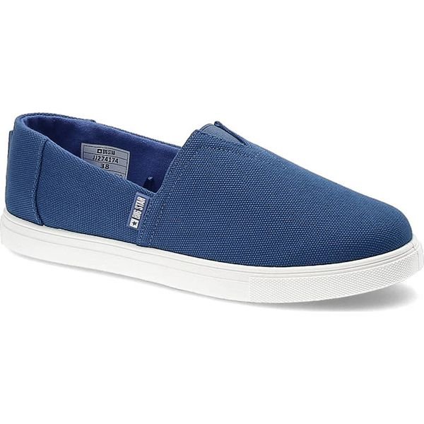 Tenisówki damskie Big Star, z tekstylną cholewką i elastycznymi wstawkami ułatwiającymi zakładanie, niebieskie, JJ274174. Niebieskie trampki Big Star, bez wzorów, z gumy, bez zapięcia. Za 79,00 zł.