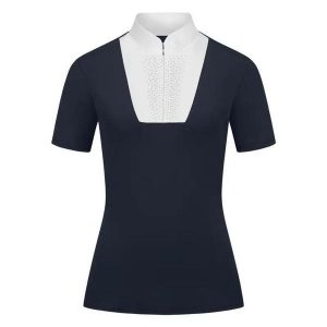 Damska koszulka polo na zawody ELT Paola. Niebieskie kombinezony ELT, na lato, l, bez wzorów, z elastanu, eleganckie, bez kołnierzyka, bez ramiączek, krótkie. Za 268,50 zł.