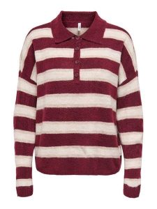 ONLY Sweter Talio 15358606 Bordowy Regular Fit. Czerwone swetry klasyczne ONLY, xs, z syntetyku, bez kołnierzyka. Za 149,99 zł.