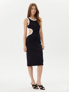 Liu Jo Sukienka letnia VA5043 J4822 Czarny Regular Fit. Czarne kombinezony Liu Jo, na lato, m, bez wzorów, z bawełny, bez kołnierzyka, bez ramiączek. Za 269,99 zł.