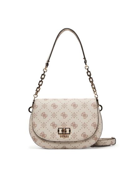 Guess Torebka Emelie Logo HWGP99 28200 Écru. Torebki klasyczne Guess, z aplikacjami, ze skóry, bez dodatków. Za 659,99 zł.