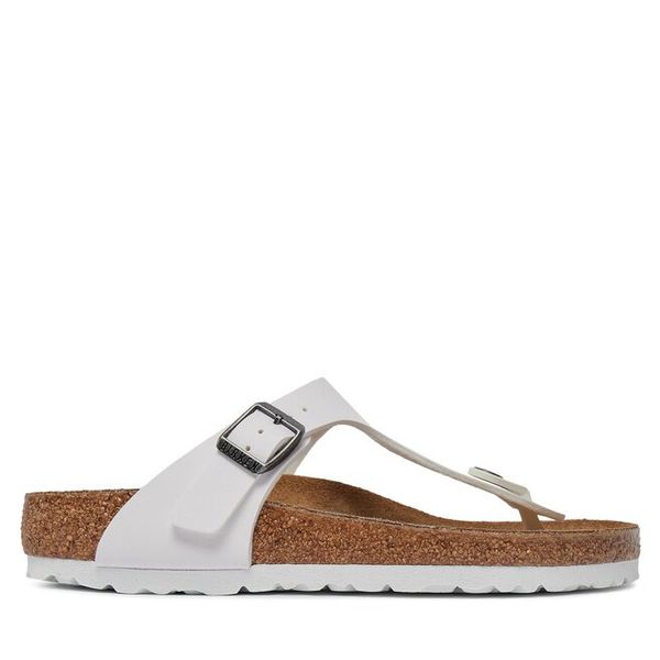 Japonki Birkenstock. Białe klapki Birkenstock, bez wzorów, bez obcasa. Za 399,99 zł.
