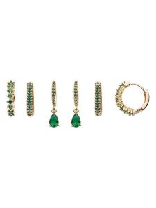 U.S. Polo Assn. Kolczyki-kreole (3 pary) z kryształami rozmiar: onesize. Zielone kolczyki U.S. Polo Assn., z szmaragdem, metalowe. Za 85,45 zł.