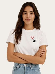 WOOOP Koszulka "Banksy Love Rat" w kolorze białym rozmiar: S. Białe bluzki Wooop, s, bez wzorów, z bawełny, bez kołnierzyka, bez ramiączek. Za 56,99 zł.