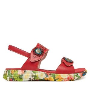 Sandały Laura Vita. Czerwone sandały LAURA VITA, bez wzorów, bez obcasa, na płaskiej podeszwie, bez zapięcia. Za 389,99 zł.