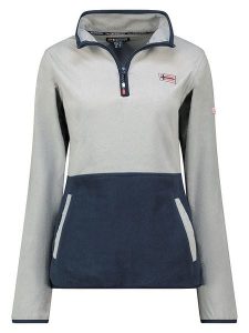 Geographical Norway Bluza polarowa "Touki" w kolorze jasnoszaro-granatowym rozmiar: M. Szare bluzy Geographical Norway, m, bez wzorów, z polaru, bez kaptura. Za 64,45 zł.