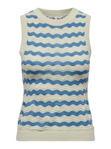 ONLY Top w kolorze niebiesko-kremowym rozmiar: XL. Brązowe topy ONLY, xl, bez wzorów, bez kołnierzyka, bez ramiączek. Za 37,30 zł.