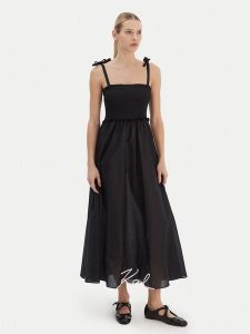 KARL LAGERFELD Sukienka letnia A2W46009 Czarny Regular Fit. Czarne sukienki KARL LAGERFELD, na lato, xs, bez wzorów, z bawełny, bez kołnierzyka, bez ramiączek. Za 531,99 zł.