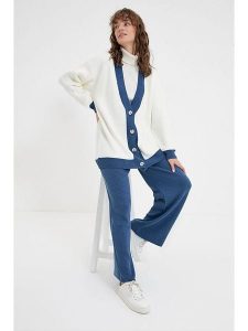 Trendyol 2-częściowy zestaw w kolorze biało-niebieskim rozmiar: S. Białe kardigany Trendyol. Za 86,99 zł.