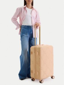 Nine West Walizka średnia CEO-NW-M-006-09 BEIGE Beżowy. Brązowe walizki Nine West, bez wzorów, z tworzywa sztucznego, średnie. Za 359,99 zł.