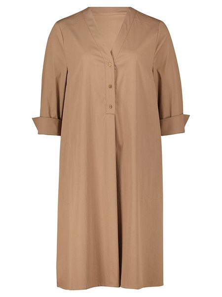 Vera Mont Sukienka w kolorze jasnobrązowym rozmiar: 42. Brązowe sukienki Vera Mont, na co dzień, bez wzorów, z bawełny, bez kołnierzyka, bez ramiączek, midi, proste. Za 113,63 zł.