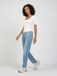 GANG JEANS Dżinsy - Boyfriend fit - w kolorze błękitnym rozmiar: W26. Niebieskie jeansy GANG JEANS, z aplikacjami, z jeansu. Za 301,95 zł.