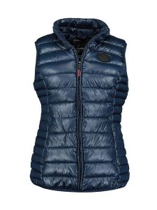Geographical Norway Kamizelka pikowana "Annecy" w kolorze granatowym rozmiar: XXL. Niebieskie kamizelki Geographical Norway, xxl, z aplikacjami, bez kołnierzyka, bez ramiączek, bez kaptura. Za 91,77 zł.