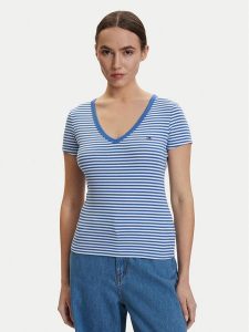 Tommy Jeans T-Shirt DW0DW17385 Niebieski Slim Fit. Niebieskie t-shirty Tommy Jeans, xl, bez wzorów, z bawełny, bez kołnierzyka, bez ramiączek. Za 149,99 zł.