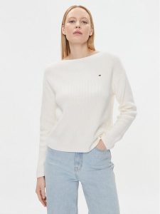 Tommy Hilfiger Sweter WW0WW40345 Écru Relaxed Fit. Swetry klasyczne TOMMY HILFIGER, m, z bawełny, bez kołnierzyka. Za 599,99 zł.
