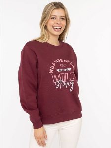 Zwillingsherz Bluza "Wild Side" w kolorze bordowym rozmiar: L/XL. Czerwone bluzy Zwillingsherz, l, bez wzorów, bez kaptura. Za 156,61 zł.