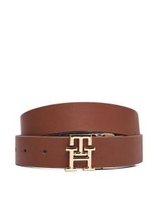 Tommy Hilfiger Pasek Th Logo 3.0 Mono Rev AW0AW19140 Brązowy. Brązowe paski TOMMY HILFIGER, bez wzorów, ze skóry. Za 309,99 zł.
