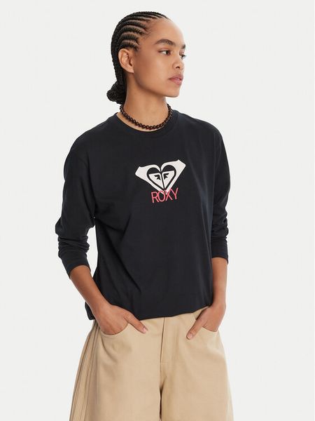 Roxy Bluzka Hangloose Art Ls ERJZT06035 Czarny Regular Fit. Czarne bluzki Roxy, s, bez wzorów, z bawełny, bez kołnierzyka, bez ramiączek. Za 59,99 zł.