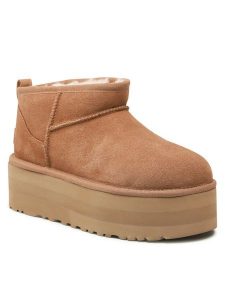 Ugg Śniegowce W Classic Ultra Mini Platform 1135092 Brązowy. Brązowe buty zimowe Ugg, ze skóry, bez obcasa, bez zapięcia. Za 817,67 zł.