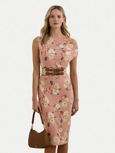 LAUREN RALPH LAUREN Sukienka koktajlowa 250964083001 Różowy Slim Fit. Czerwone sukienki Lauren Ralph Lauren, bez wzorów, z syntetyku, wizytowe, bez kołnierzyka, bez ramiączek. Za 599,99 zł.