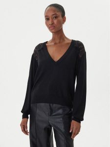 ICONA Sweter RI5NT074 Czarny Regular Fit. Czarne swetry klasyczne ICONA, m, z wełny, bez kołnierzyka. Za 399,99 zł.