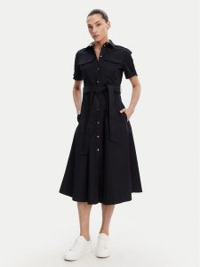 Barbour Sukienka koszulowa LDR0892NY99 Granatowy Regular Fit. Niebieskie sukienki Barbour, bez wzorów, z bawełny, bez kołnierzyka, bez ramiączek, koszulowe. Za 559,99 zł.