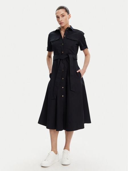 Barbour Sukienka koszulowa LDR0892NY99 Granatowy Regular Fit. Niebieskie sukienki Barbour, bez wzorów, z bawełny, bez kołnierzyka, bez ramiączek, koszulowe. Za 559,99 zł.