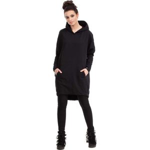 Czarna Bluza - Tunika z Kapturem i Kieszenią Kangurką. Piżamy marki Molly.pl. Za 135,90 zł.