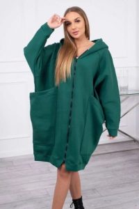 Bluza ocieplana oversize ciemno zielona. Zielone bluzy KESI, l, bez wzorów, z bawełny, bez kaptura. Za 334,56 zł.