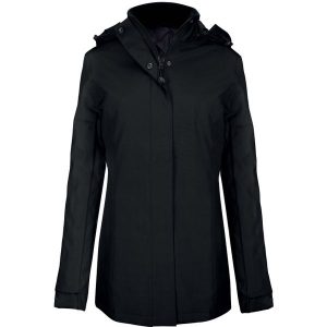 Parka dla kobiet Kariban. Czarne kurtki KARIBAN, na zimę, bez wzorów, bez kaptura. Za 246,50 zł.