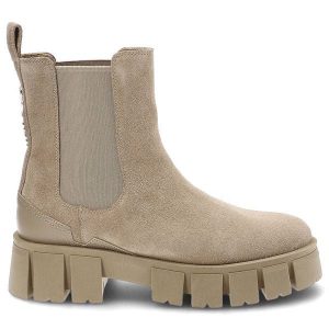 Botki damskie Carinii, naturalna skóra zamszowa skórzana wkładka wsuwana cholewka z gumowym klinem, bez, B8541_-O17-000-000-F7. Brązowe botki Carinii, bez wzorów, z gumy, bez obcasa, bez zapięcia. Za 359,00 zł.