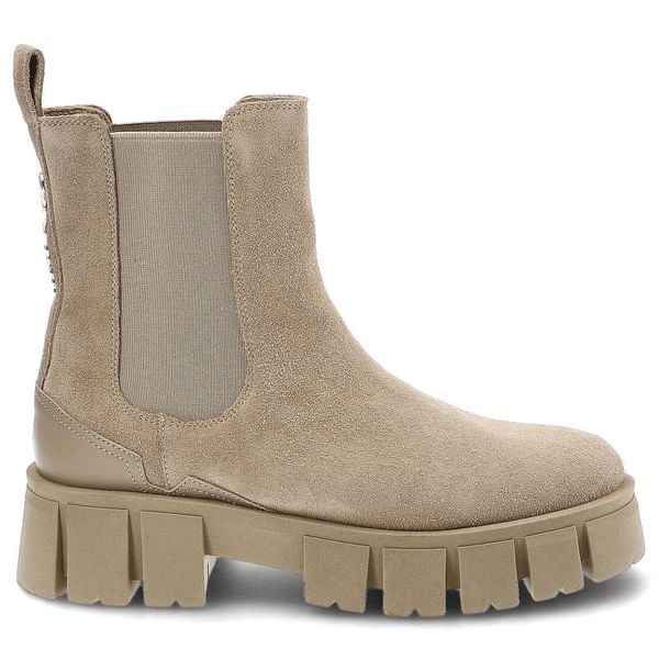 Botki damskie Carinii, naturalna skóra zamszowa skórzana wkładka wsuwana cholewka z gumowym klinem, bez, B8541_-O17-000-000-F7. Brązowe botki Carinii, bez wzorów, z gumy, bez obcasa, bez zapięcia. Za 359,00 zł.